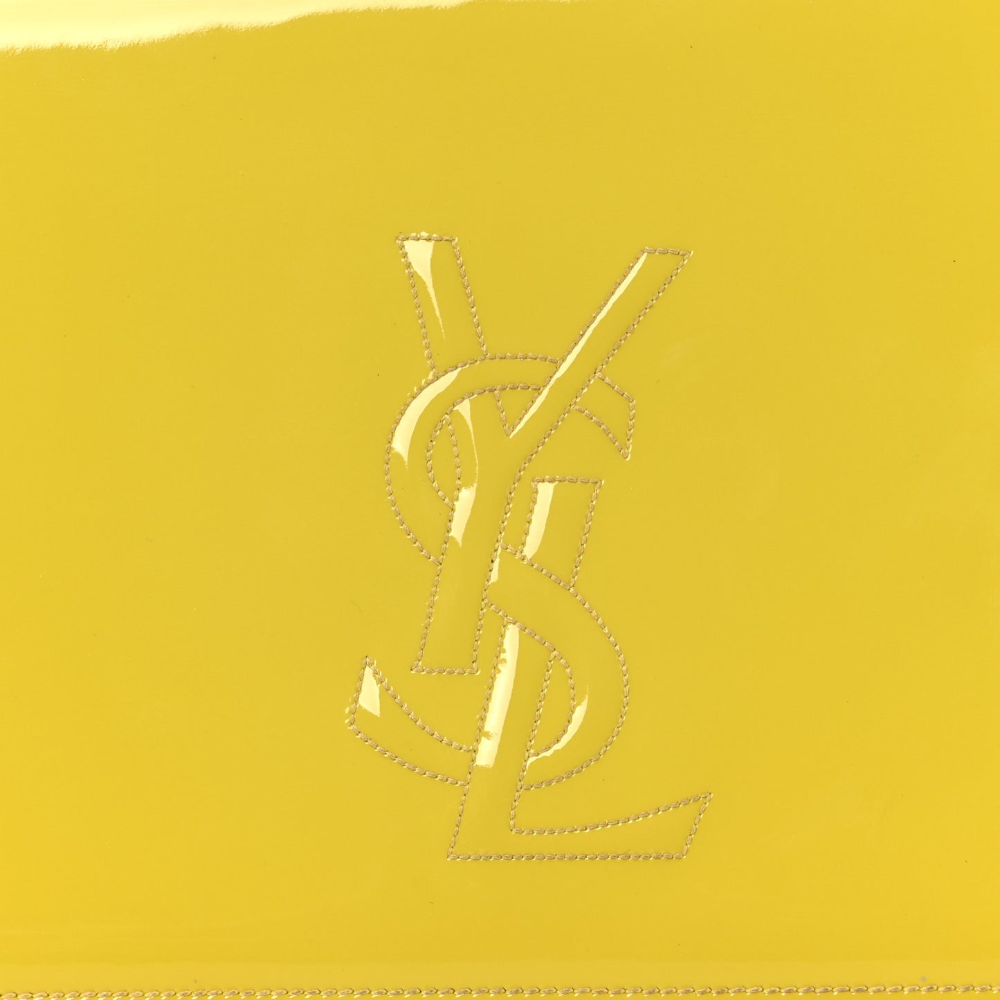 Textured Patent Calfskin Monogram Large Belle De Jour Clutch Lemon