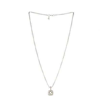 David Yurman Sterling Silver Diamond Prasiolite 7mm Petite Albion Pendant Necklace 1 of 7