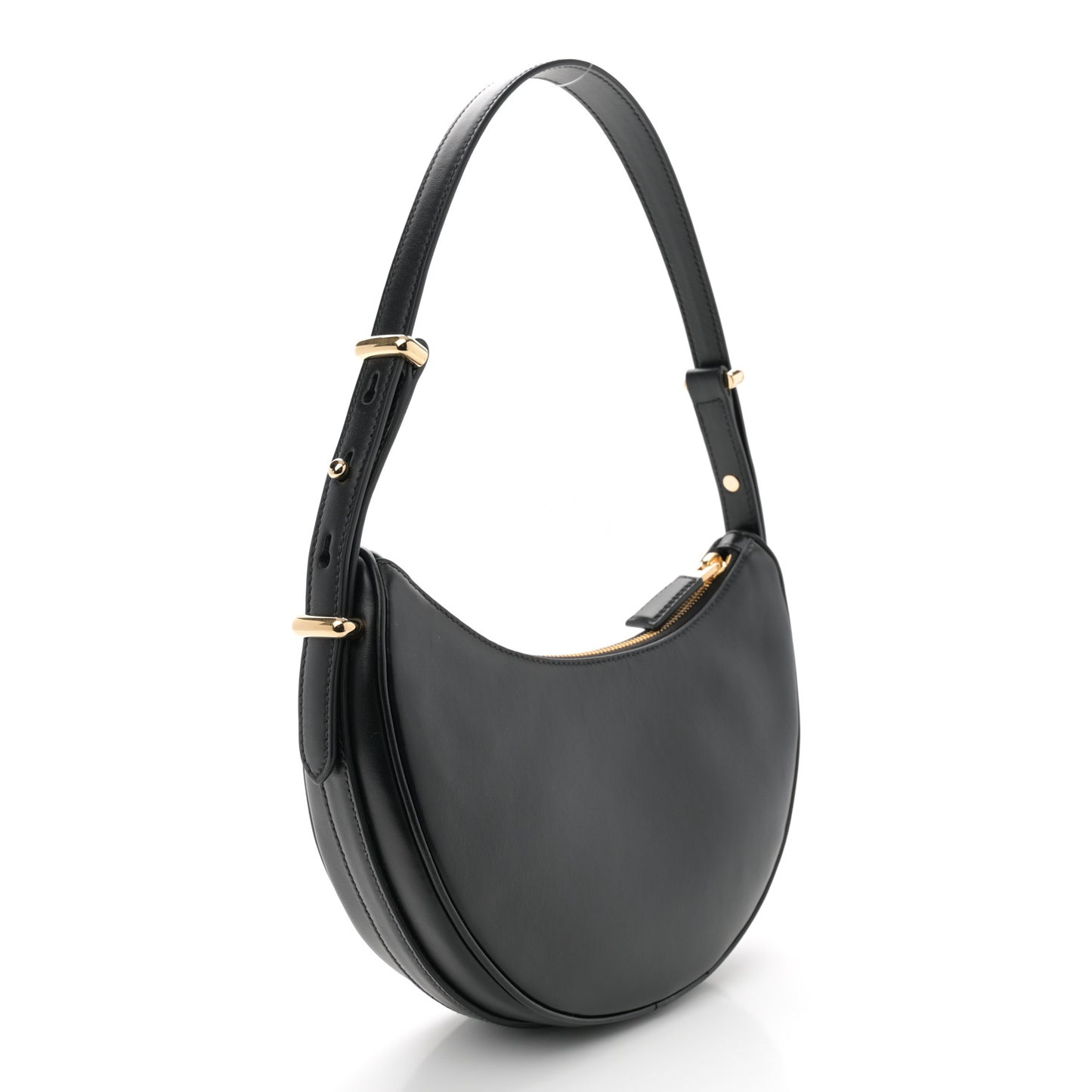 Soft Calfskin Arque Shoulder Bag Black