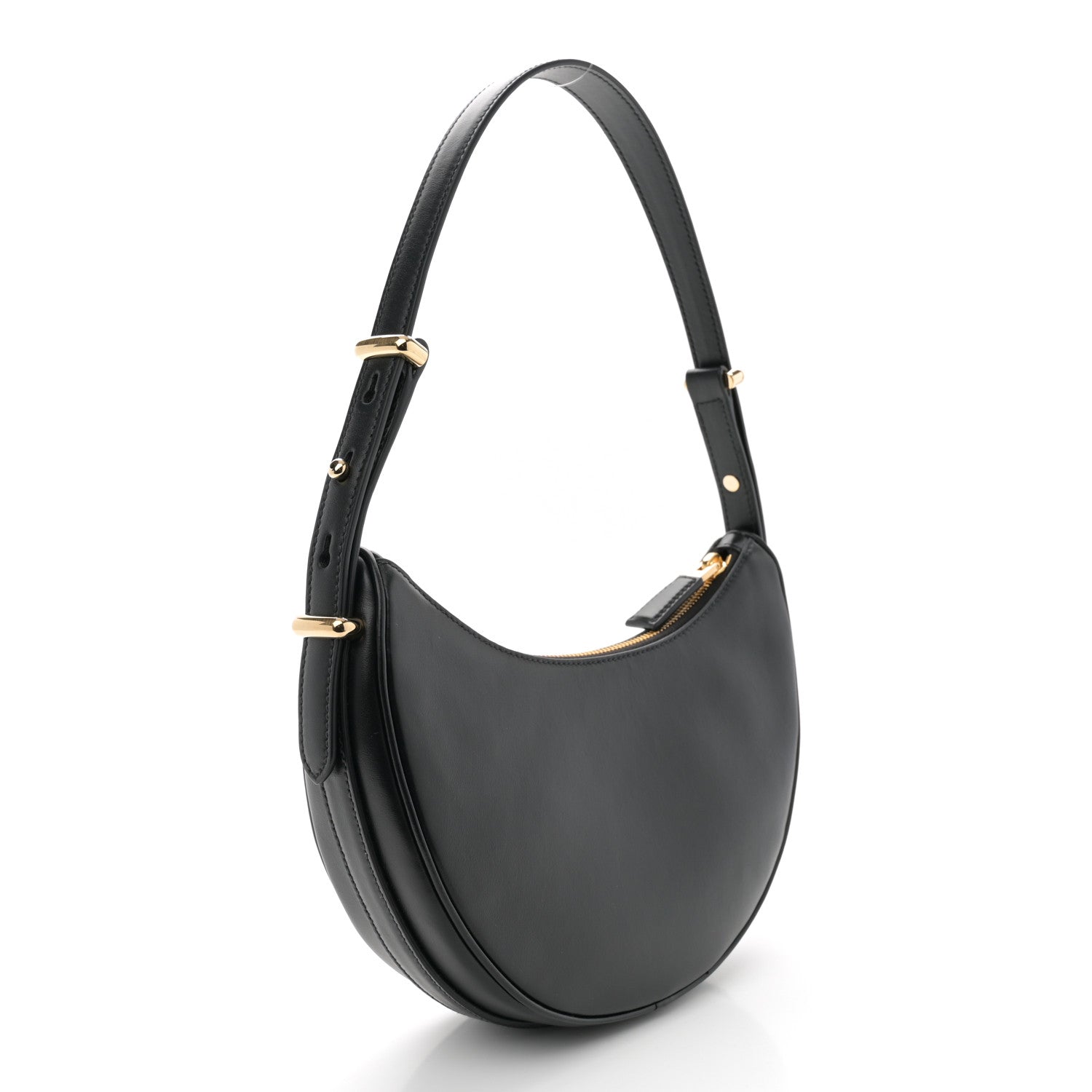 Prada Soft Calfskin Arque Shoulder Bag Black 3 of 9
