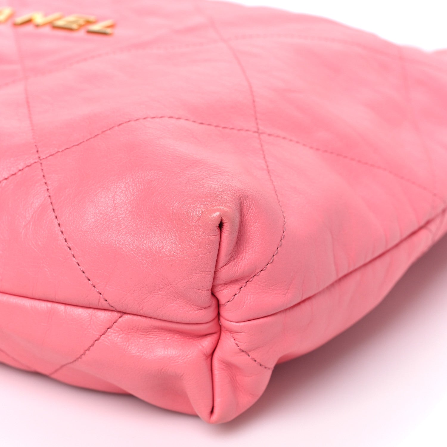 Chanel Shiny Calfskin Quilted Chanel 22 Drawstring Bag Coral Pink Coral Pink 11 of 11