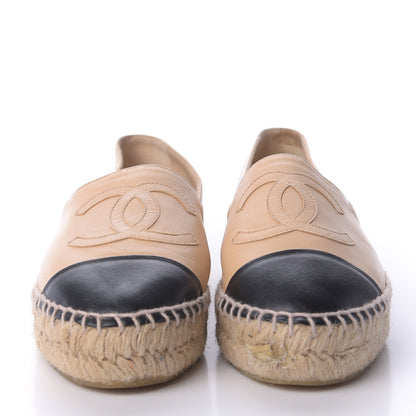 Chanel Lambskin CC Espadrilles 35 Beige Black 2 of 9