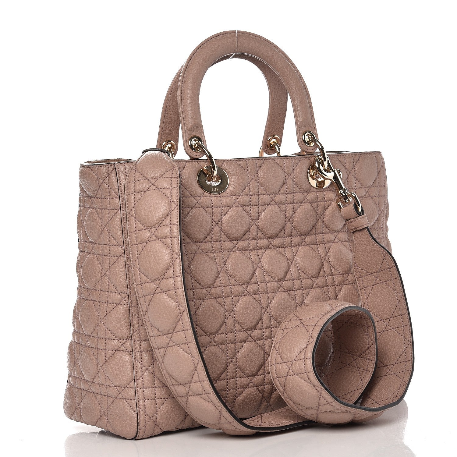 Christian Dior Grained Calfskin Cannage Large Lady Dior Light Pink 3 of 7