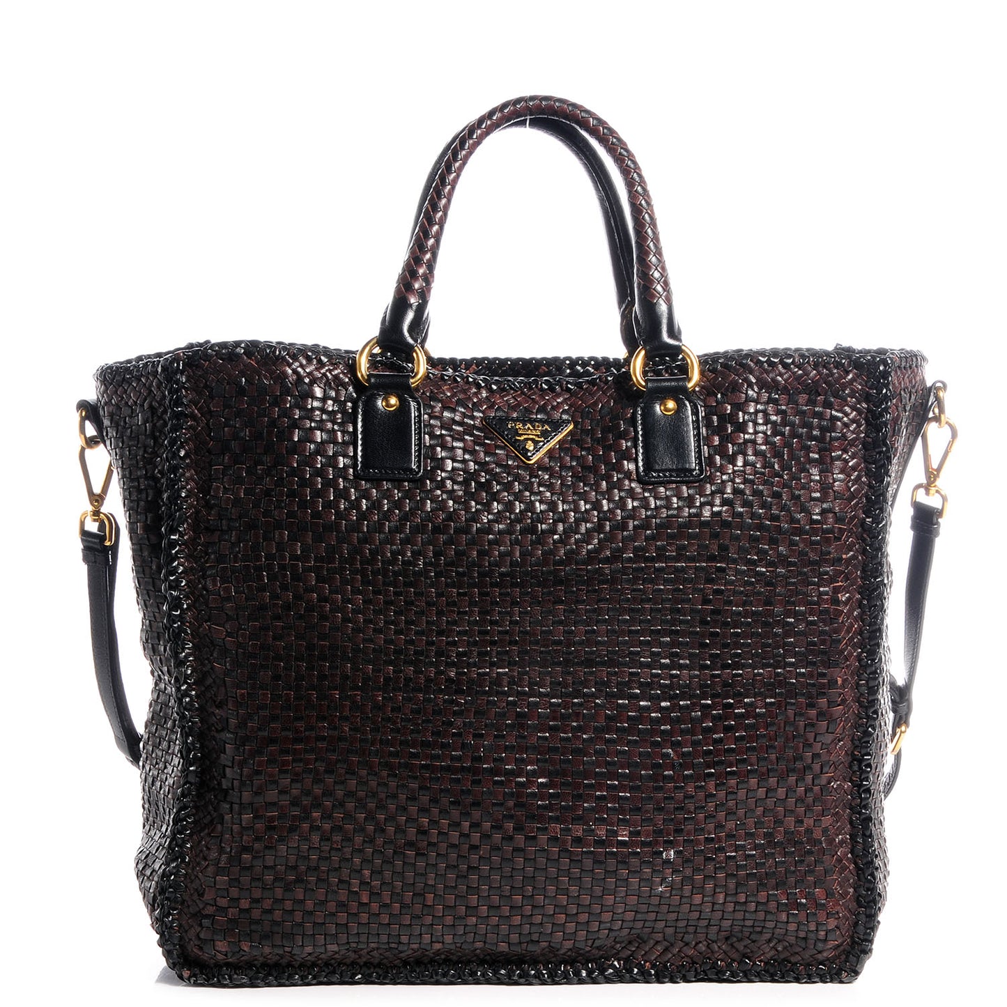 Goatskin Woven Large Tote Moro Black