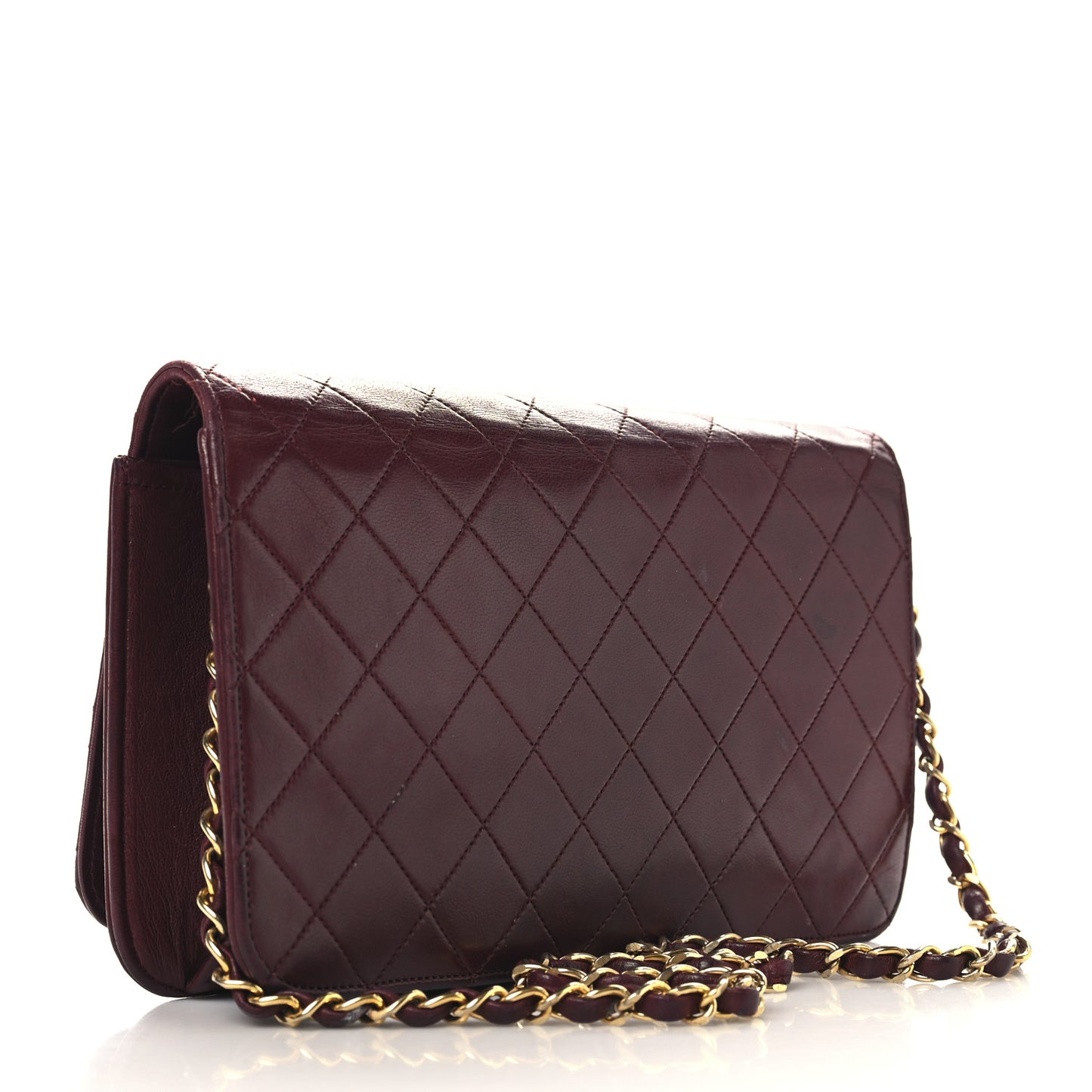 Lambskin Quilted Small Single Flap Bordeaux