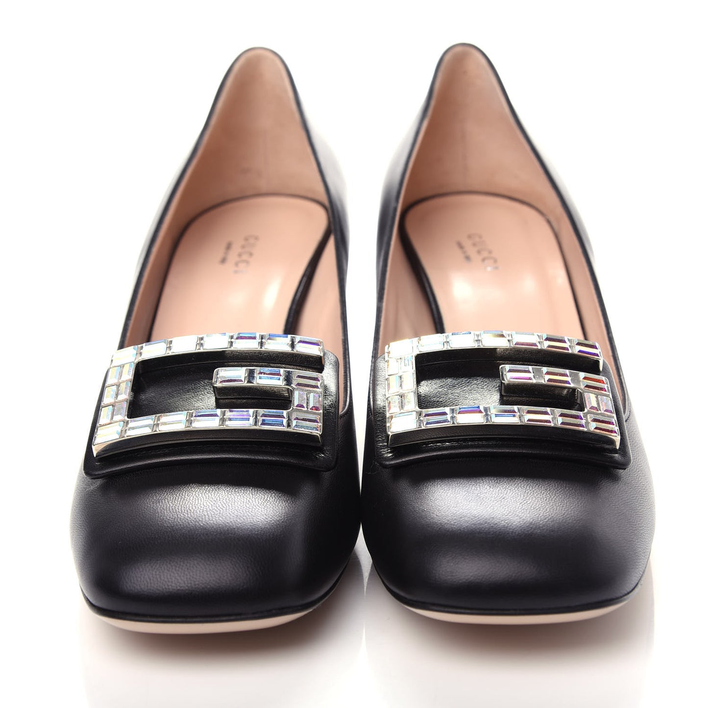 Malaga Kid Crystal Square G Madelyn Mid Heel Loafer Pumps 40 Black