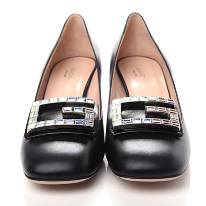 Gucci Malaga Kid Crystal Square G Madelyn Mid Heel Loafer Pumps 40 Black 5 of 11