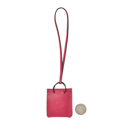 Hermes Milo Lambskin Swift Shopping Bag Charm Rose Mexico 2 of 3