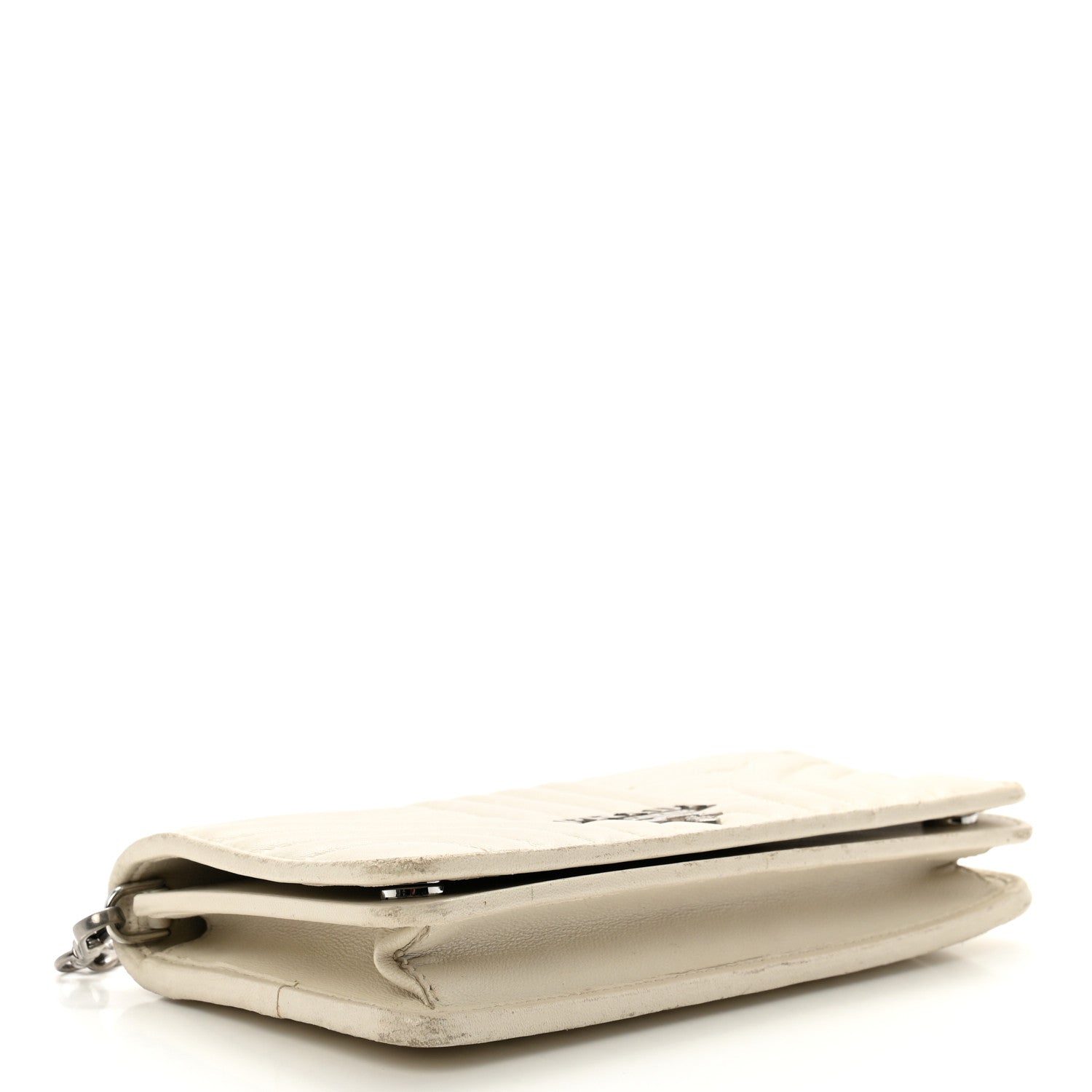 Prada Soft Calfskin Impunture Diagramme Chain Wallet White 4 of 12