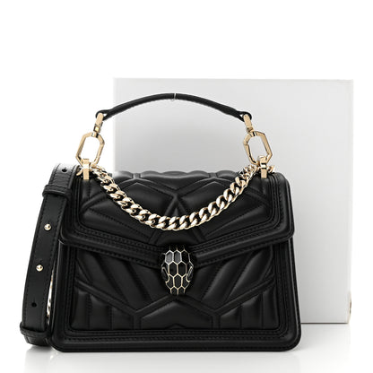 Bulgari Smooth Calfskin Quilted Serpenti Forever Diamond Maxi Framed Shoulder Bag Black 10 of 10