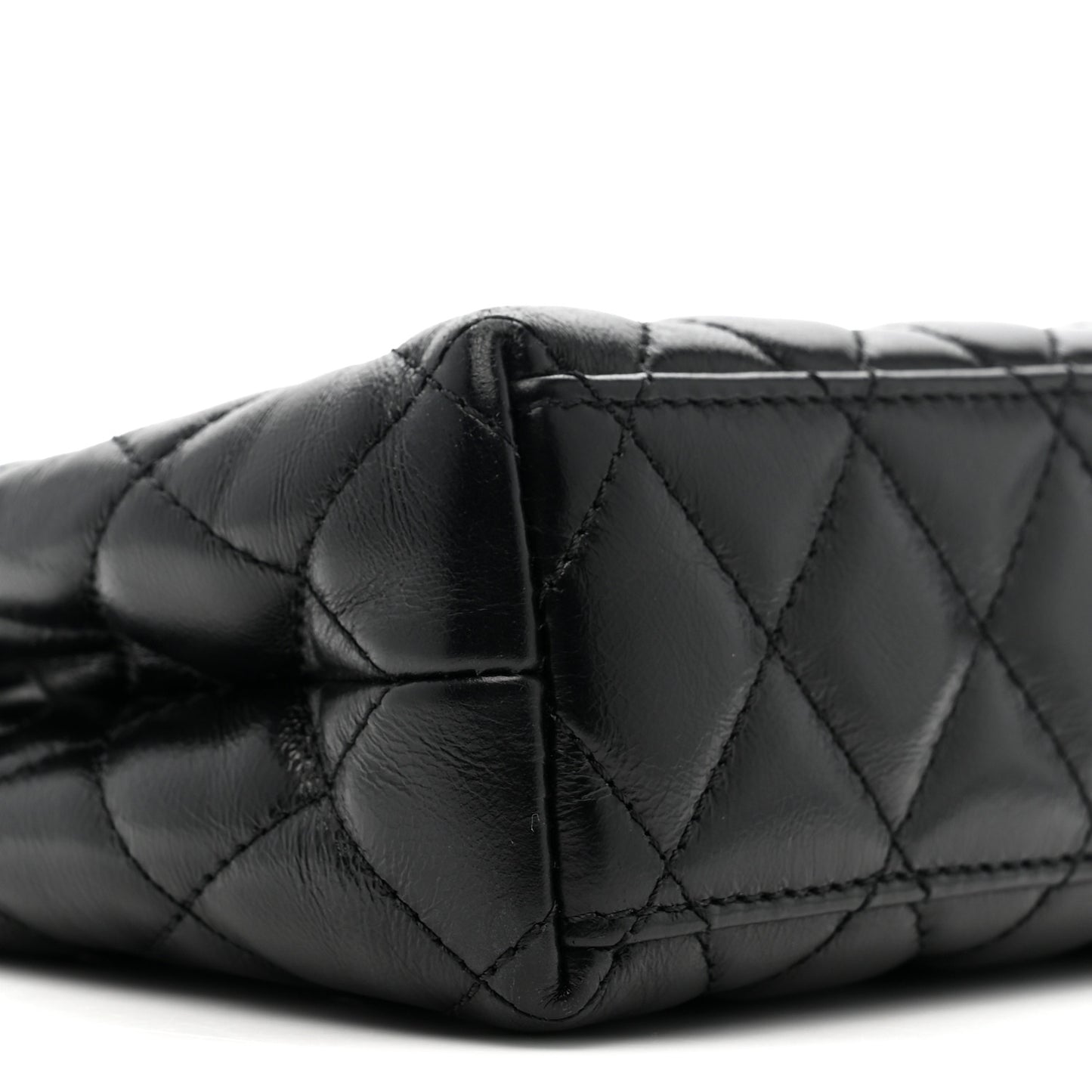 Shiny Aged Calfskin Quilted Nano Kelly Shopper Black Black