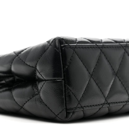 Chanel Shiny Aged Calfskin Quilted Nano Kelly Shopper Black Black 9 of 15