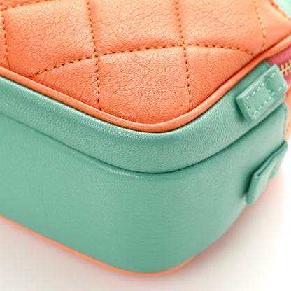 Chanel Goatskin Quilted Tri-Color In & Out Waist Bag Orange Green Pink 11 of 12