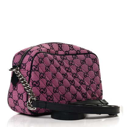 Gucci Monogram Multicolor Matelasse Diagonal Small GG Marmont Chain Shoulder Bag Pink Blue 3 of 12