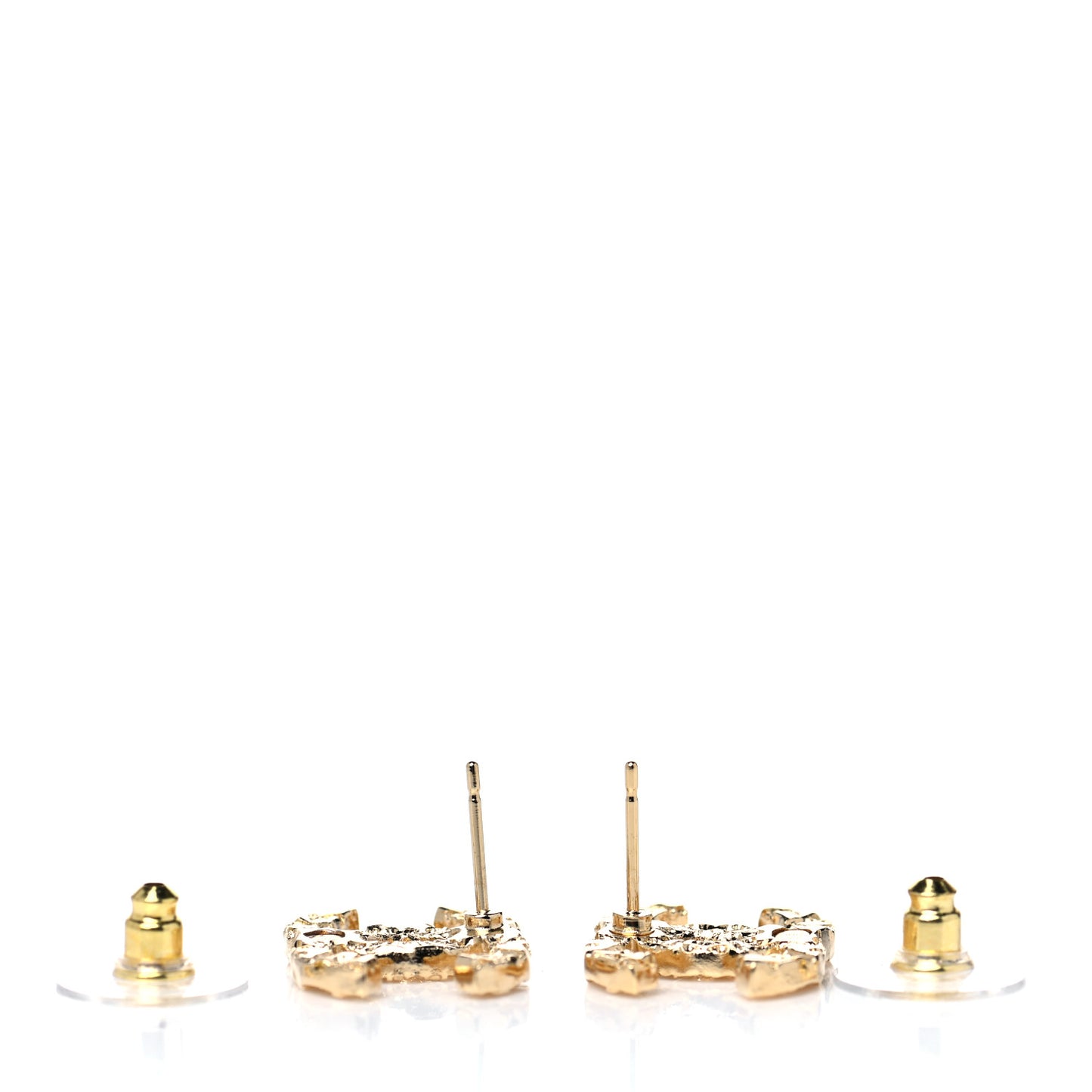 Metal Textured CC Earrings Gold