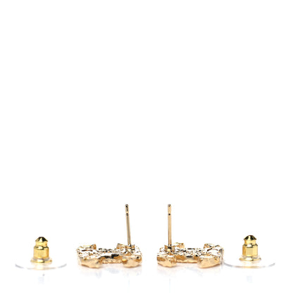 Chanel Metal Textured CC Earrings Gold 2 of 4