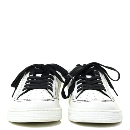 Chanel Calfskin Womens Logo Sneakers 37 Black White 2 of 10