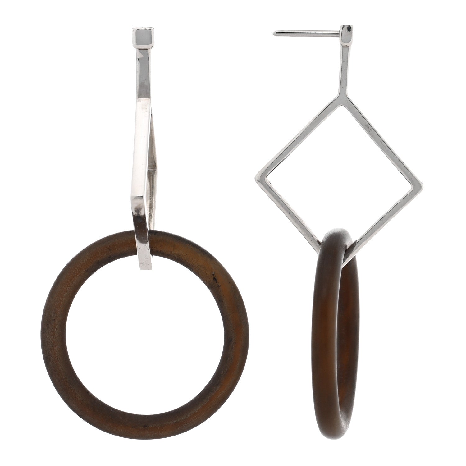 Hermes Sterling Silver Buffalo Horn Earrings 1 of 5