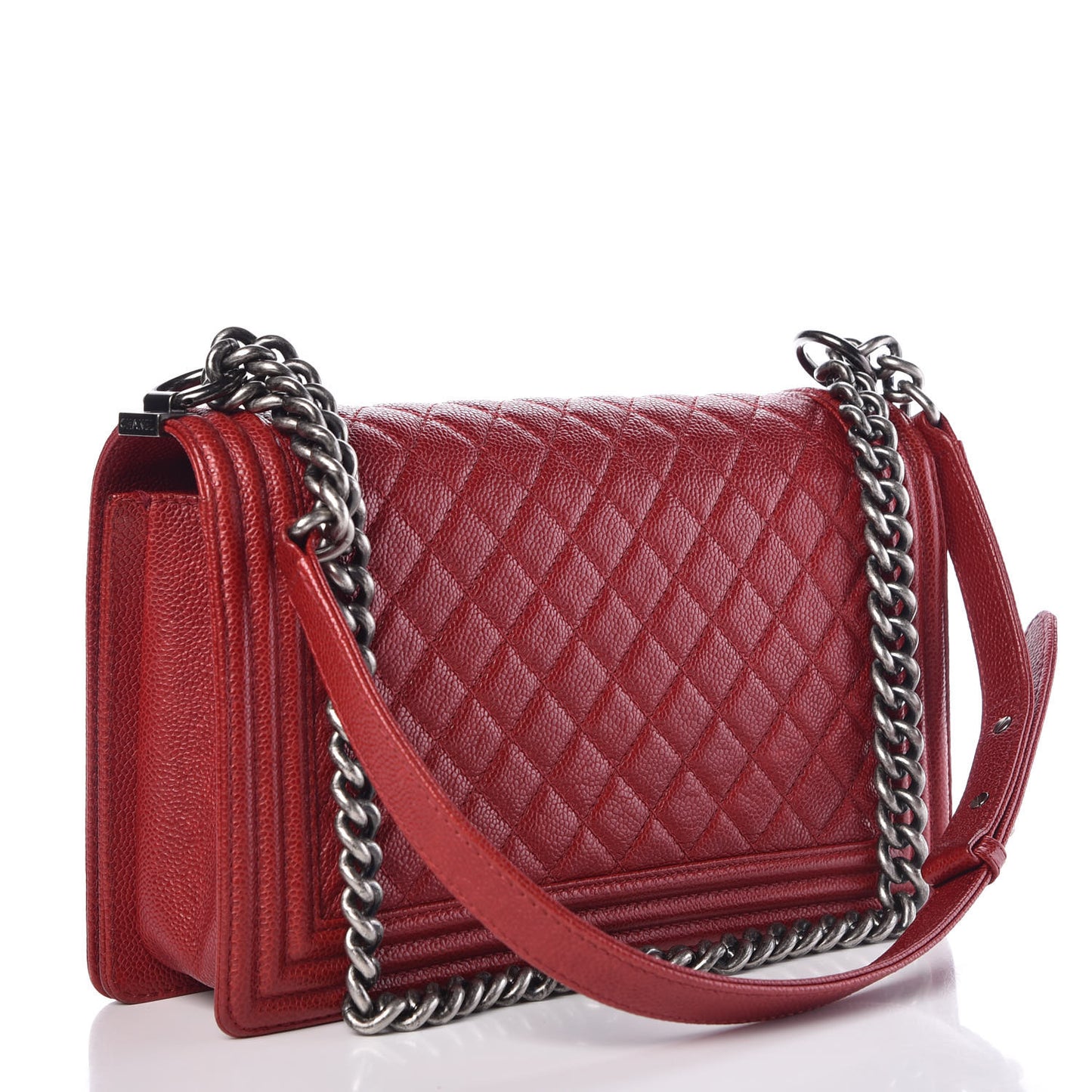 Caviar Quilted New Medium Boy Flap Red