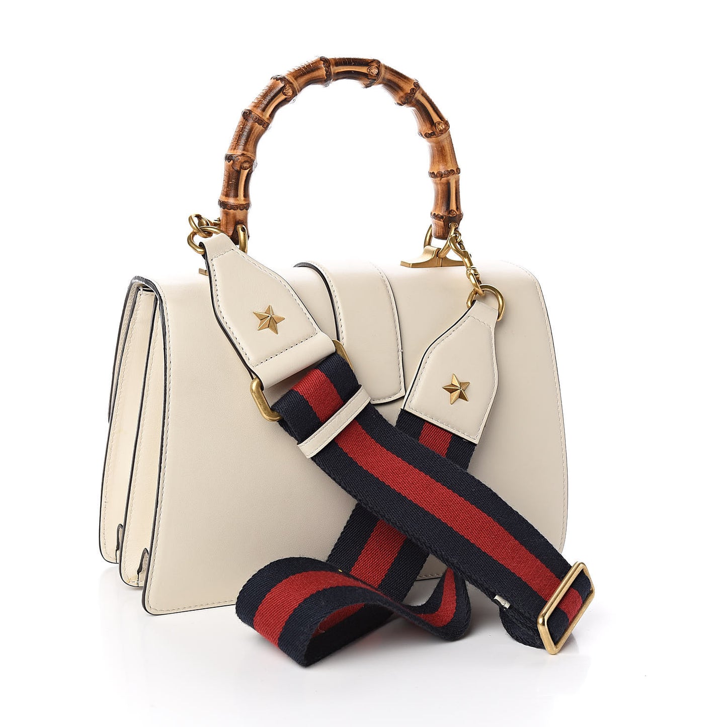 Calfskin Bamboo Web Medium Dionysus Top Handle Bag White Blue Hibiscus Red