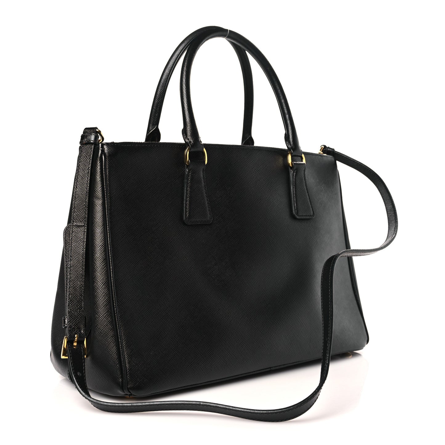Saffiano Medium Galleria Double Zip Tote Black