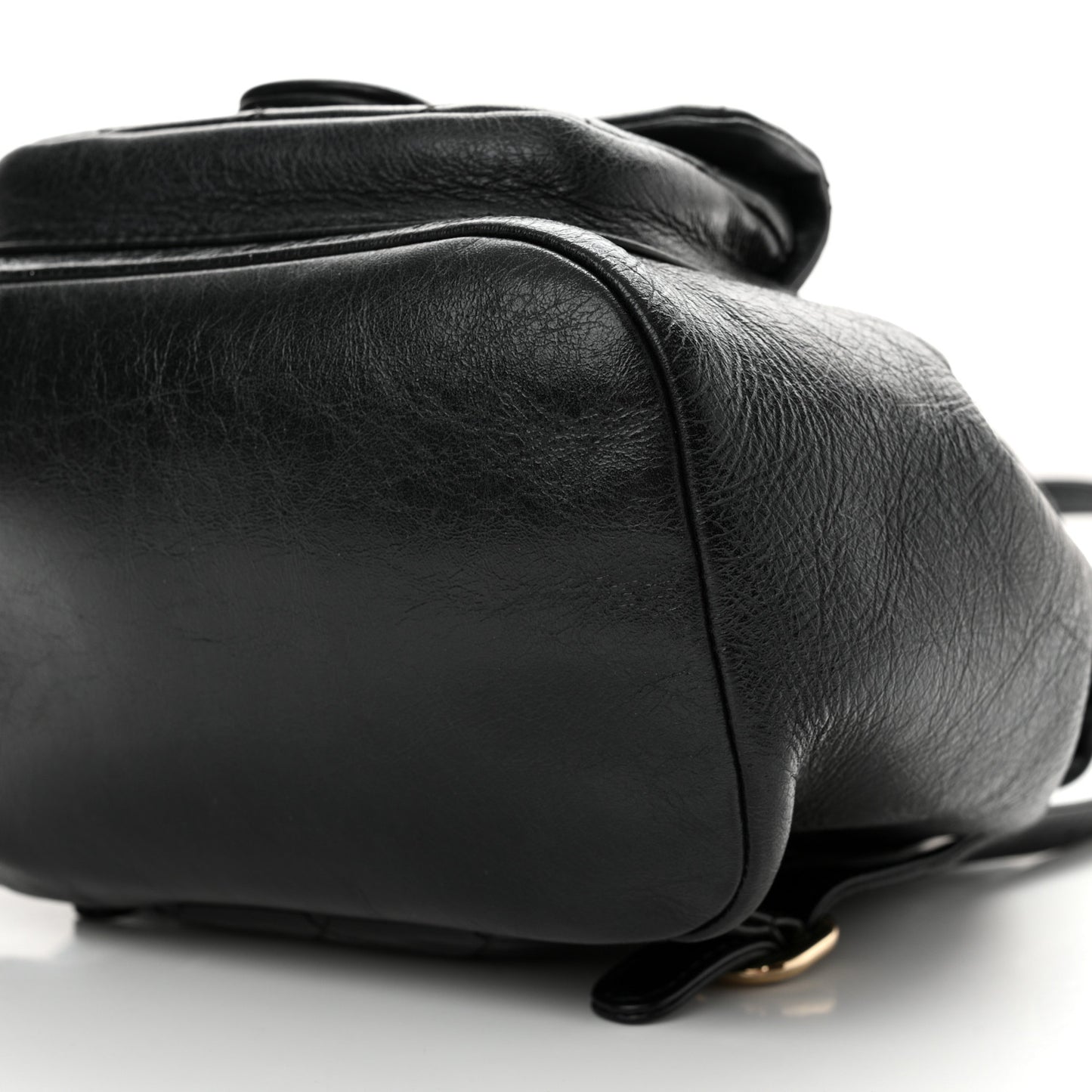 Glazed Aged Calfskin Quilted Small Duma Drawstring Backpack Black