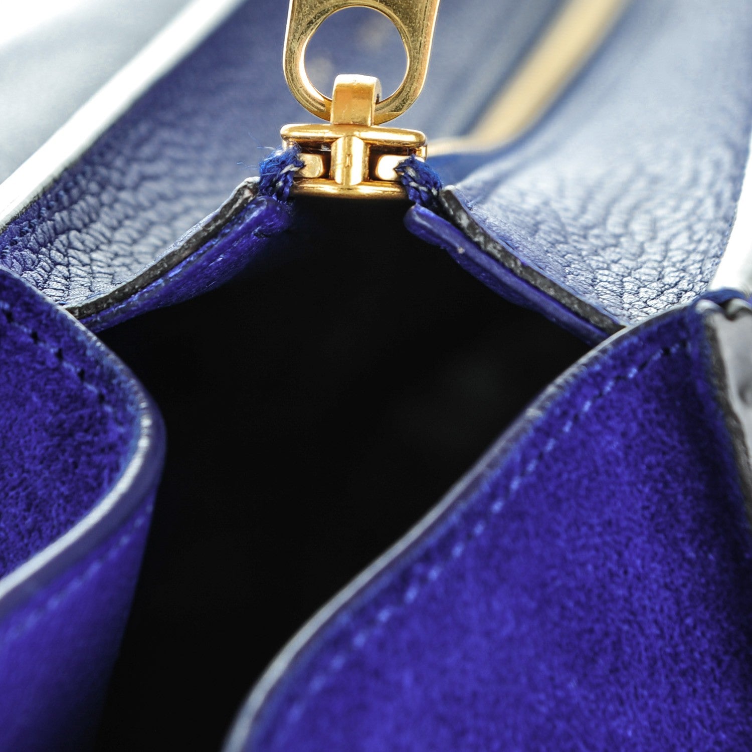 Celine Drummed Calfskin Suede Medium Trapeze Indigo 8 of 9