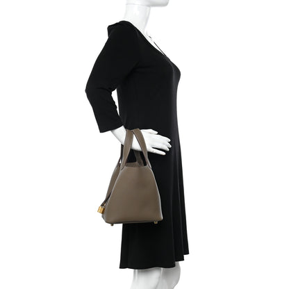 Hermes Taurillon Clemence Picotin Lock 18 PM Etoupe 2 of 11