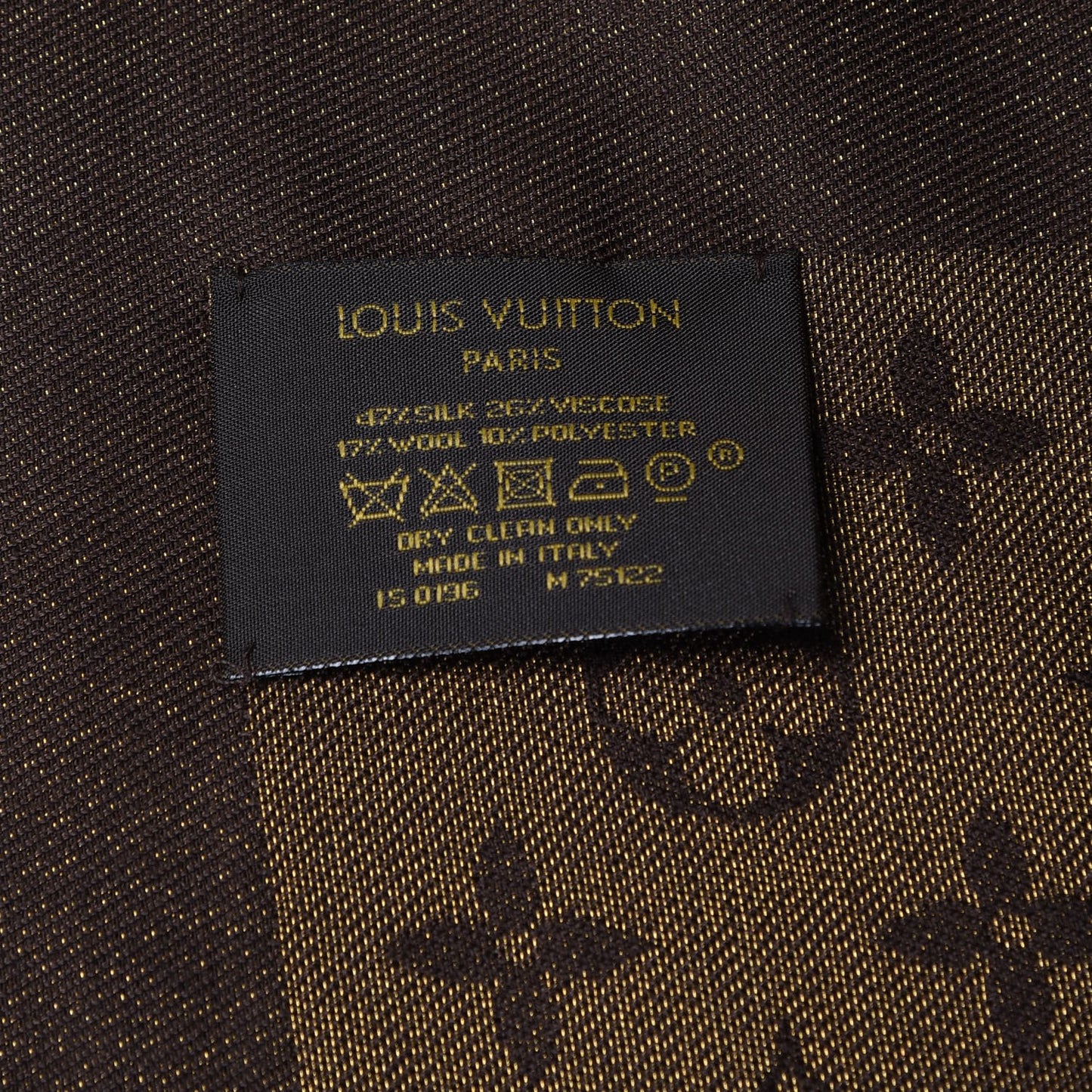 Silk Lurex Wool Monogram Shine Shawl Brown