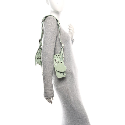 Balenciaga Extra Supple Calfskin Crocodile Embossed Le Cagole Shoulder Bag XS Light Green 2 of 11