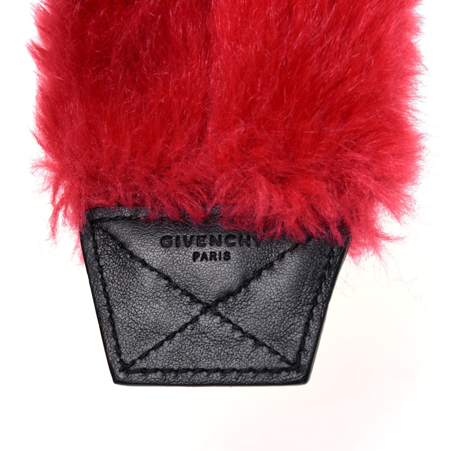 Givenchy Faux Fur Logo Bag Strap Red 4 of 4