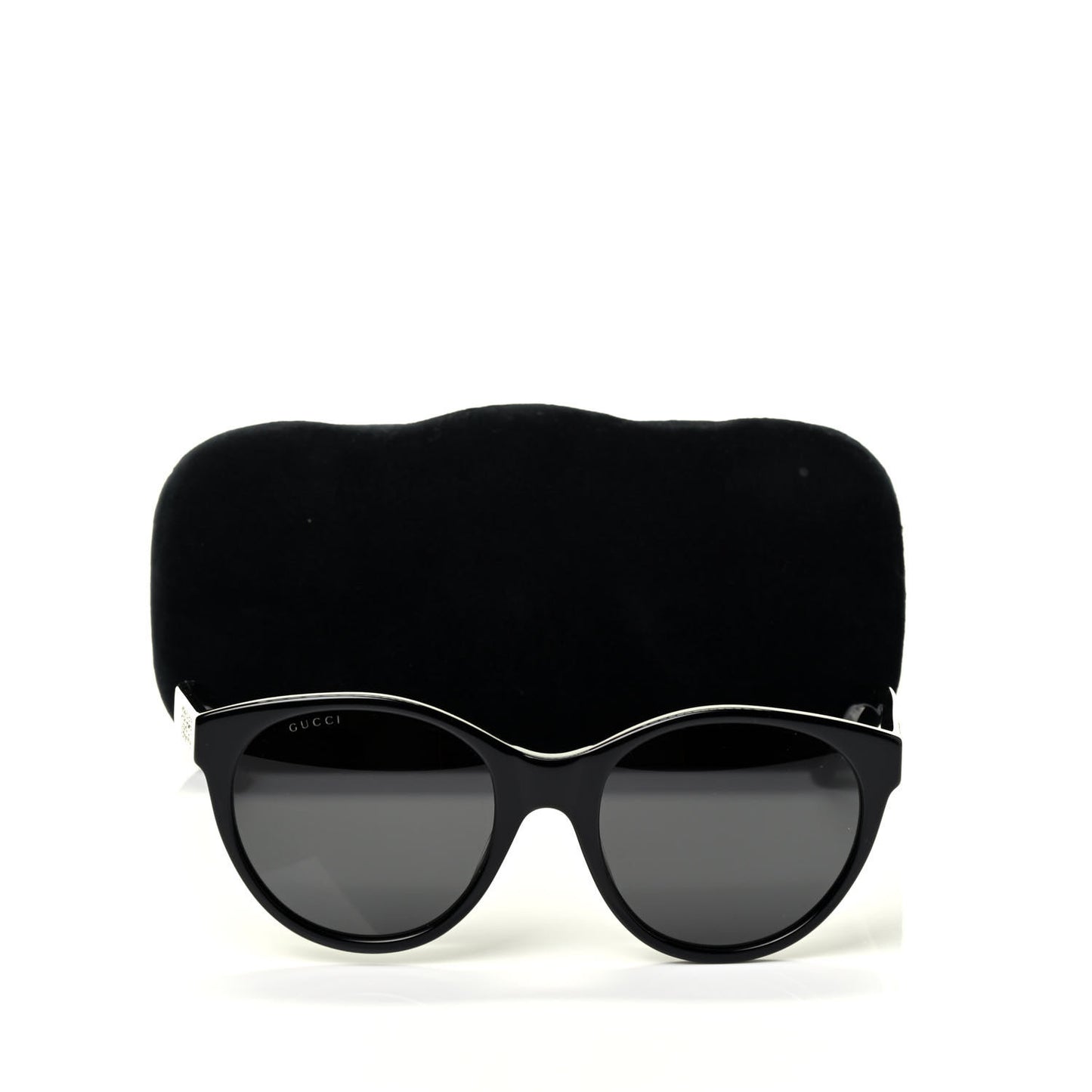 Round Frame Crystal Sunglasses GG 0419S Black