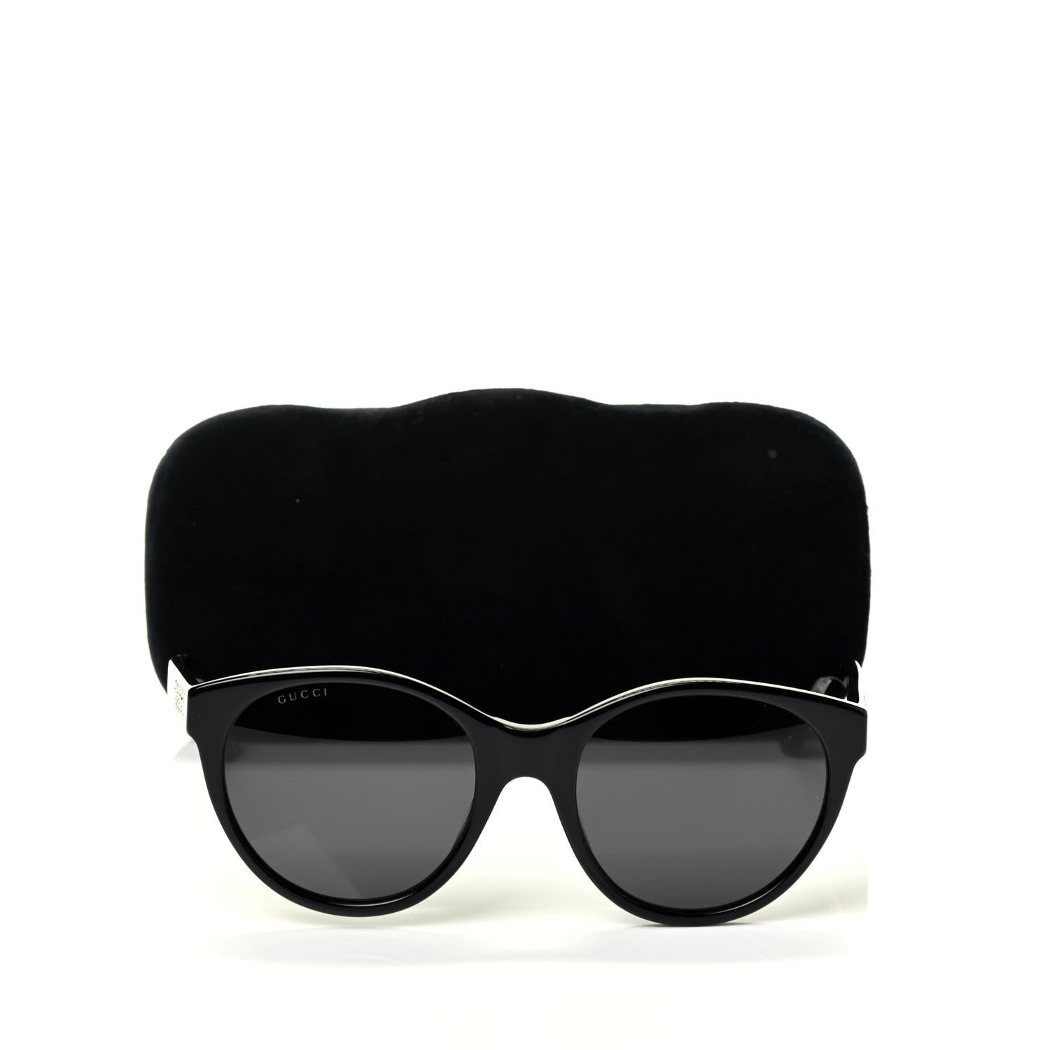Gucci Round Frame Crystal Sunglasses GG 0419S Black 6 of 6