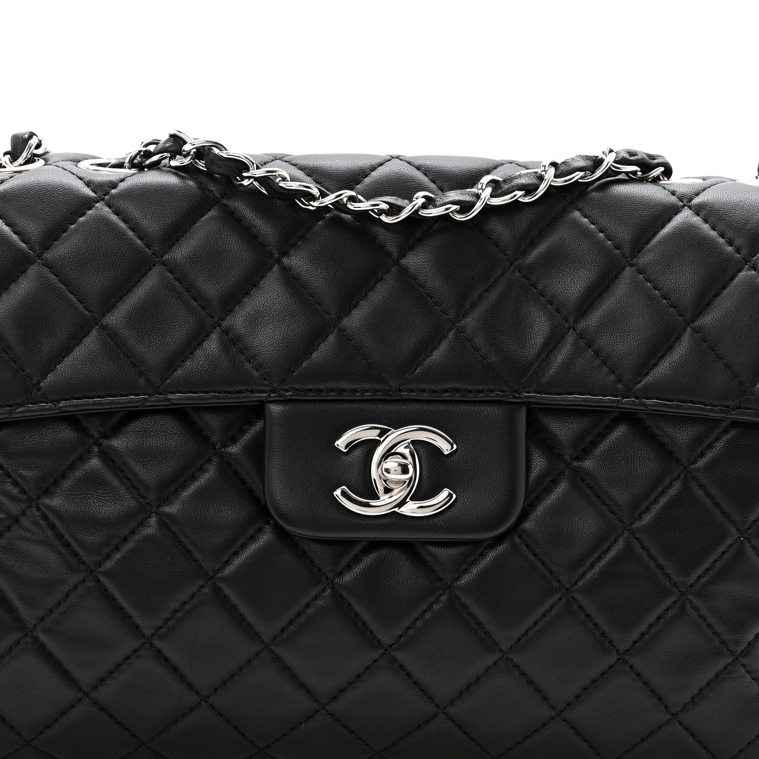 Chanel Lambskin Quilted Jumbo Chanel by 4 Flap Black 10 of 16