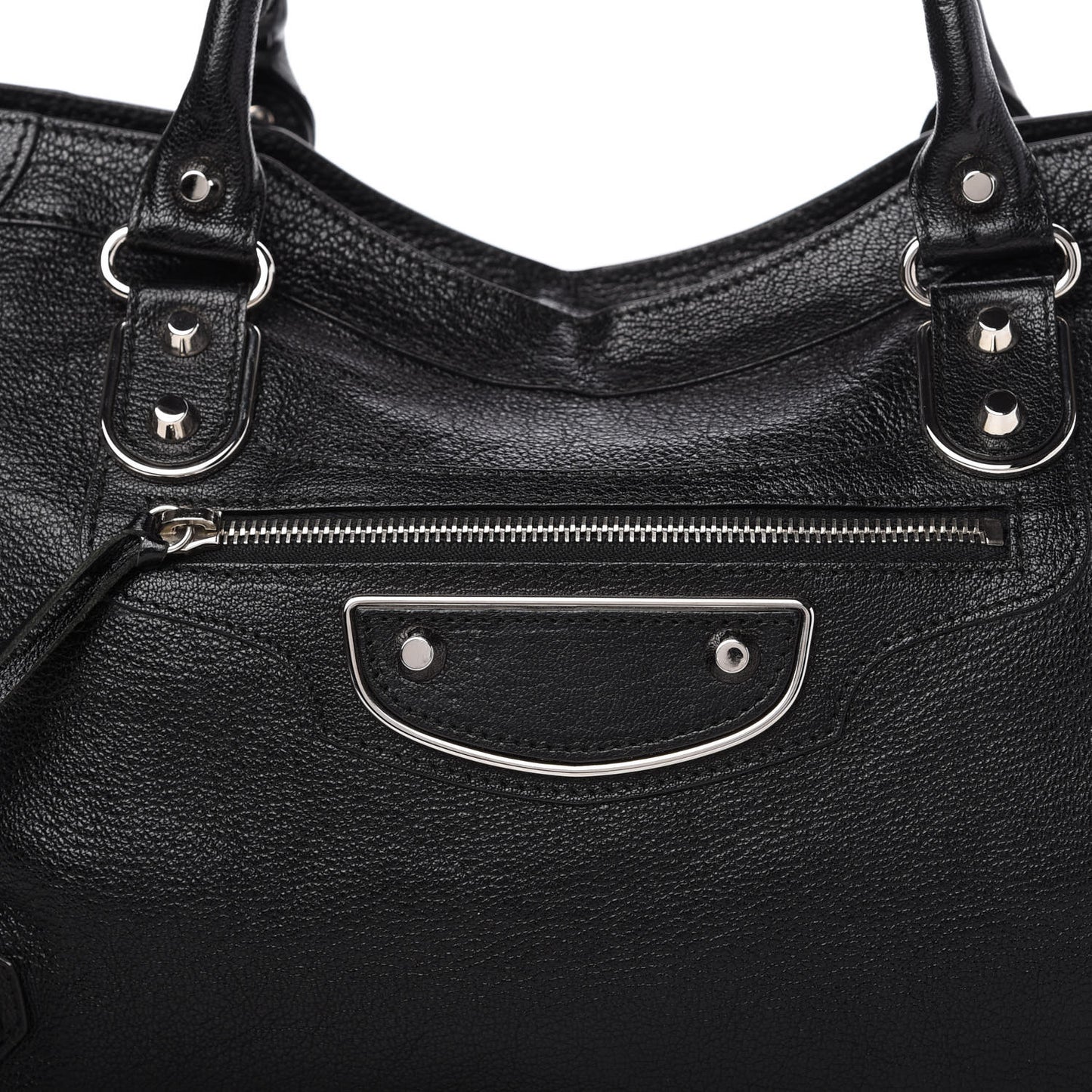 Chevre Silver Metallic Edge Hardware City Black