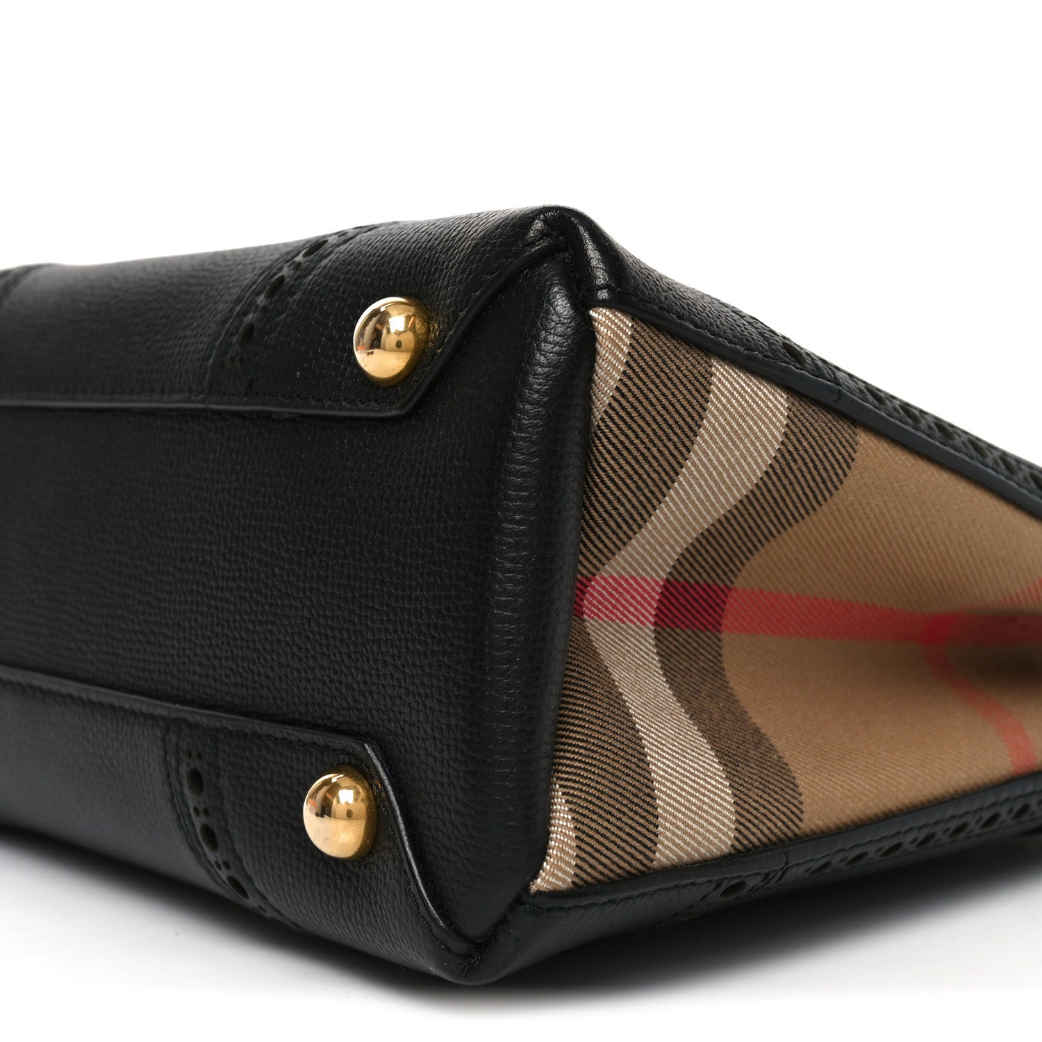 Burberry Grainy Calfskin House Check Small Brogue Banner Tote