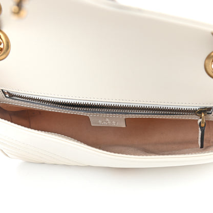 Gucci Calfskin Matelasse Small GG Marmont Shoulder Bag White 5 of 10