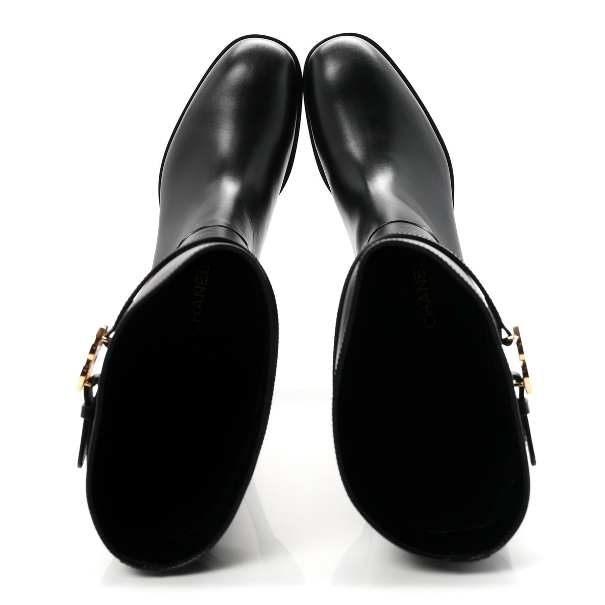 Chanel Calfskin CC Buckle High Boots 42 Black 2 of 8