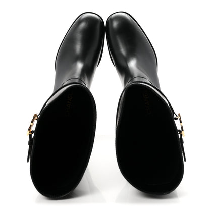 Chanel Calfskin CC Buckle High Boots 42 Black 2 of 8