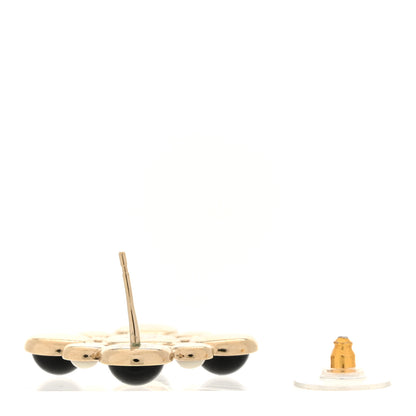 Chanel Gripoix Poured Glass Pearl Crystal CC Single Earring Gold Black 3 of 5