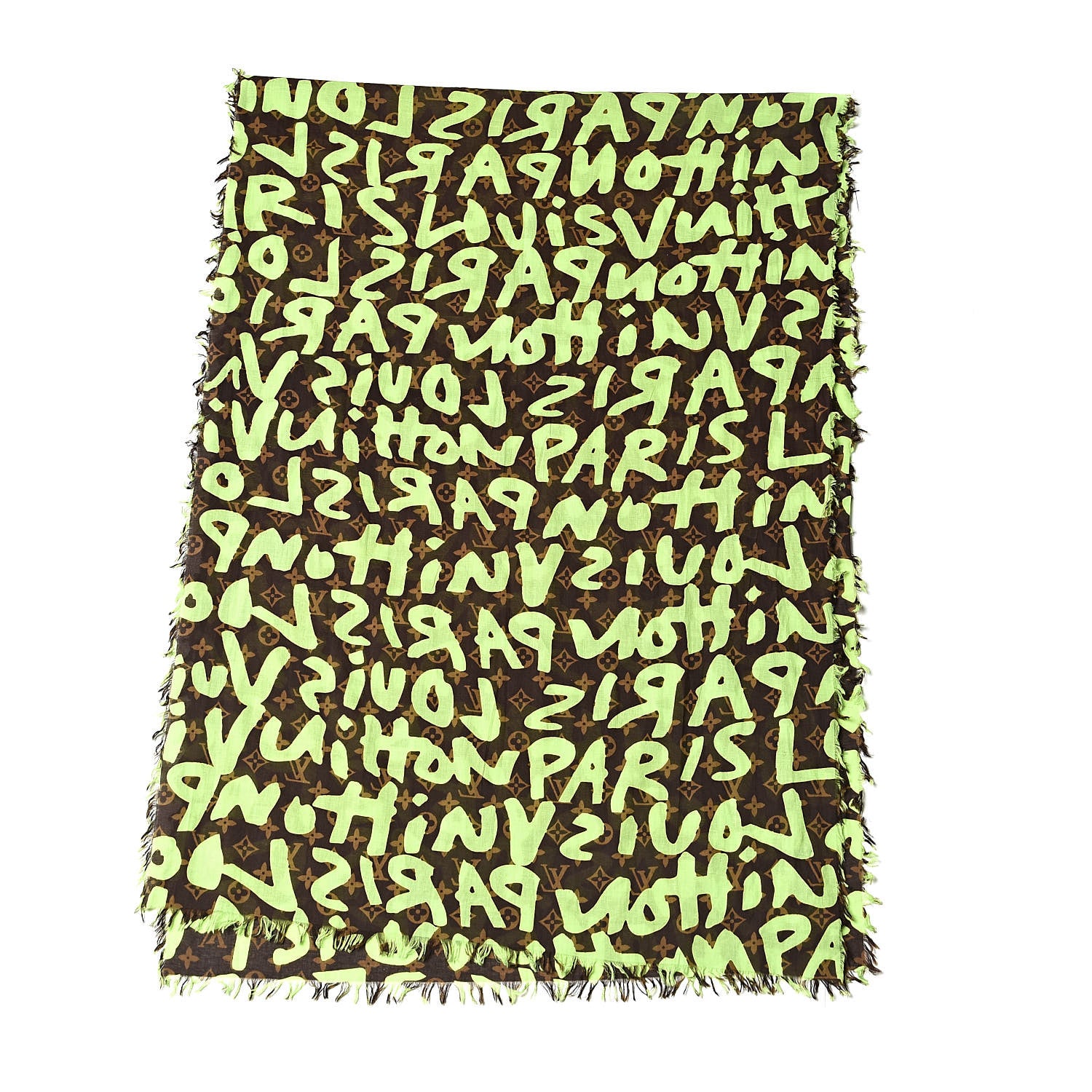 Louis Vuitton Cotton Graffiti Pareo Green 3 of 4