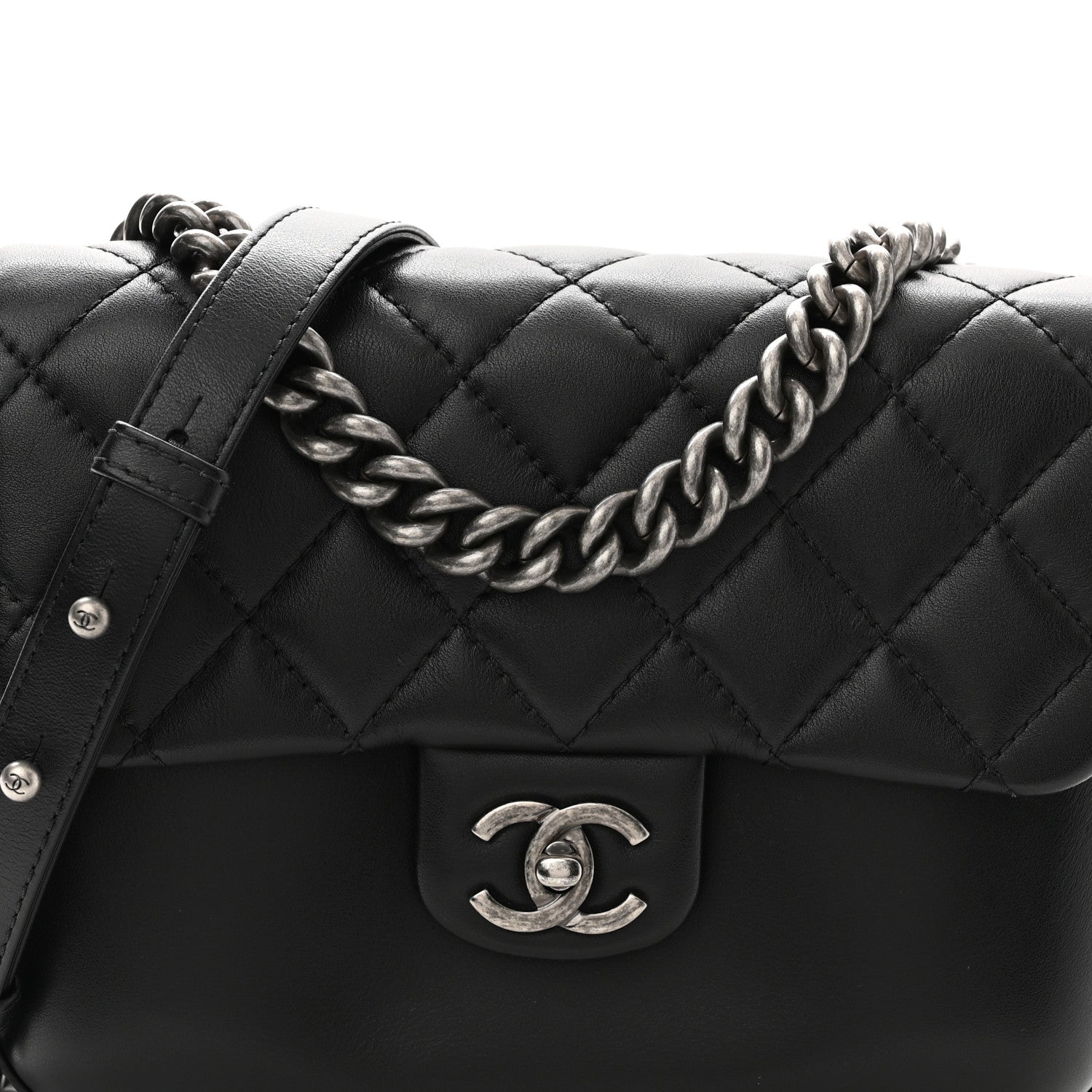 Chanel Calfskin Quilted Medium Rock My Shoulder Flap Black 8 of 11