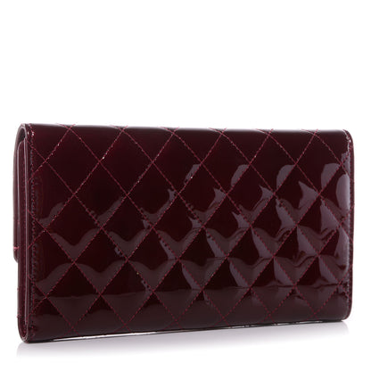 Chanel Patent Quilted Large Flap Wallet Light Burgundy 3 of 7