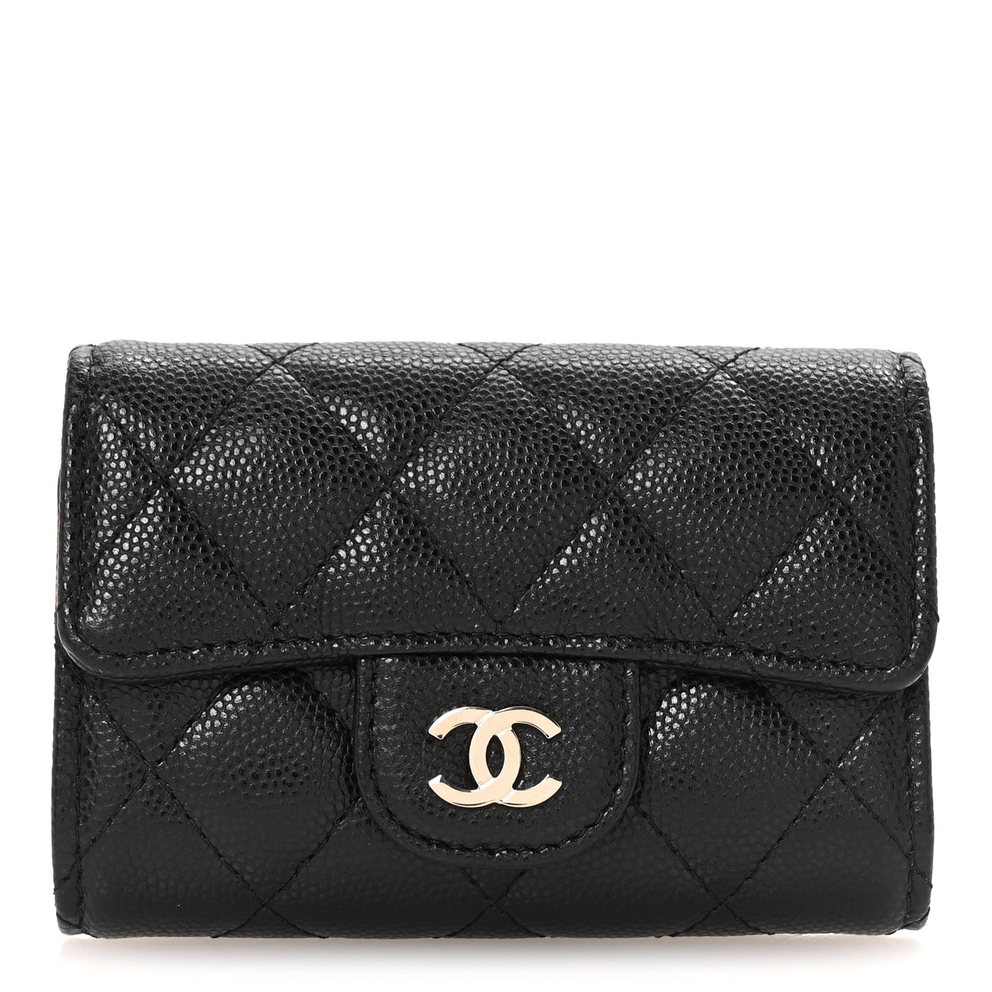 Caviar Quilted Classic 4 Key Holder Wallet Black