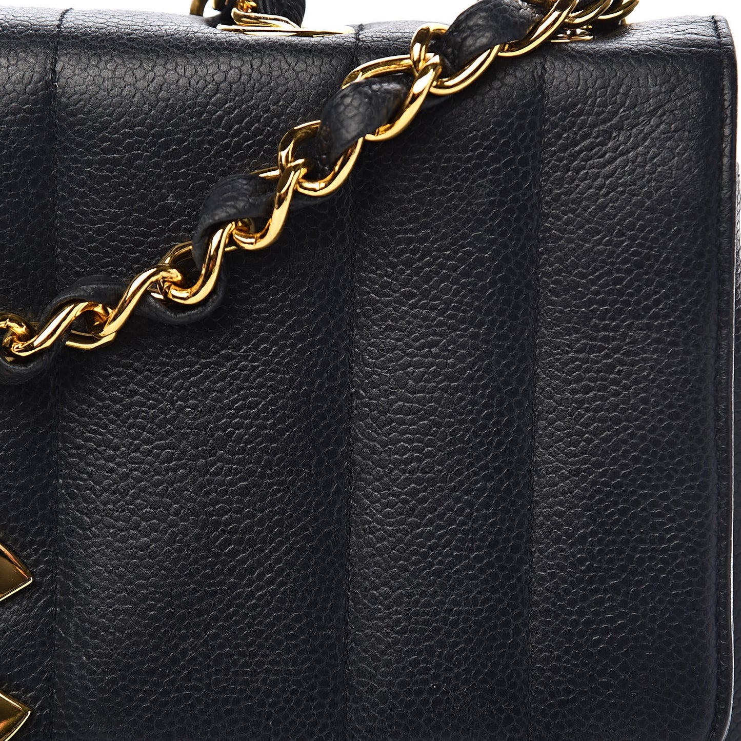 Caviar Vertical Quilted Jumbo Single Flap Black