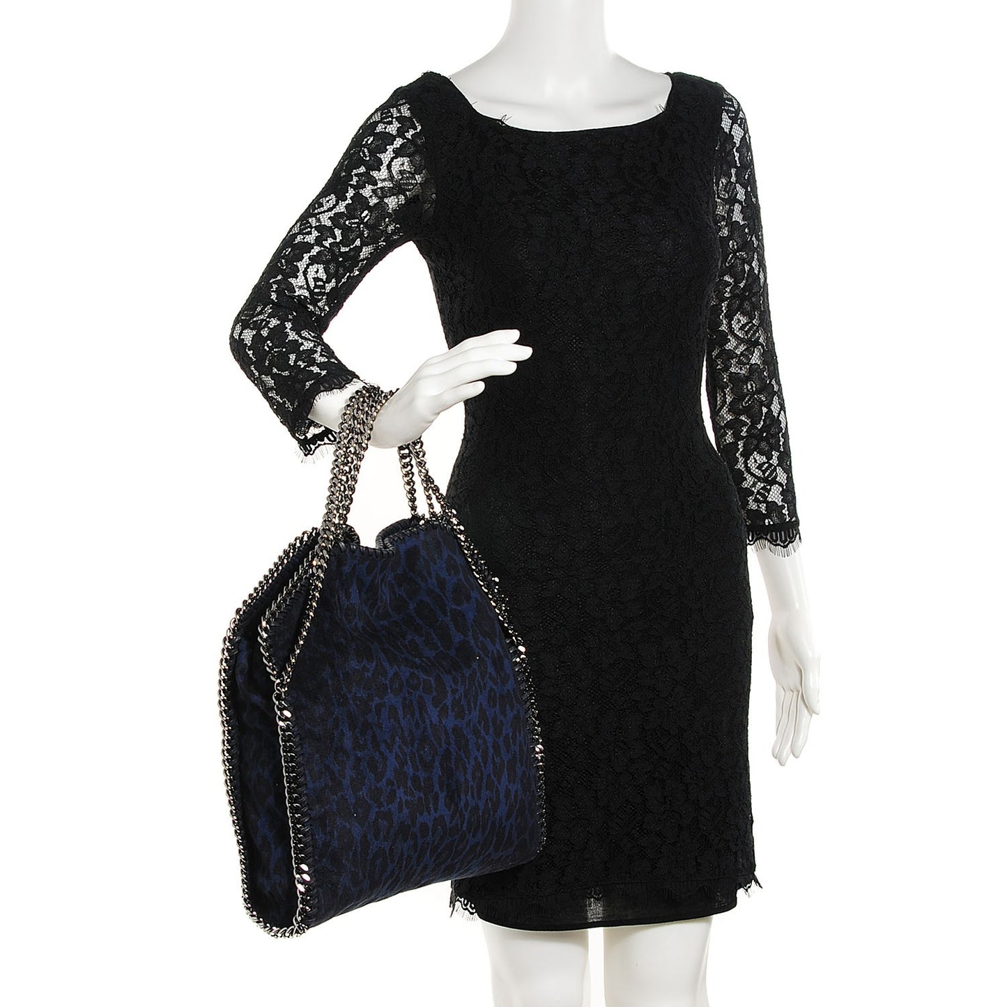 Linen Leopard Small Falabella Tote Blue