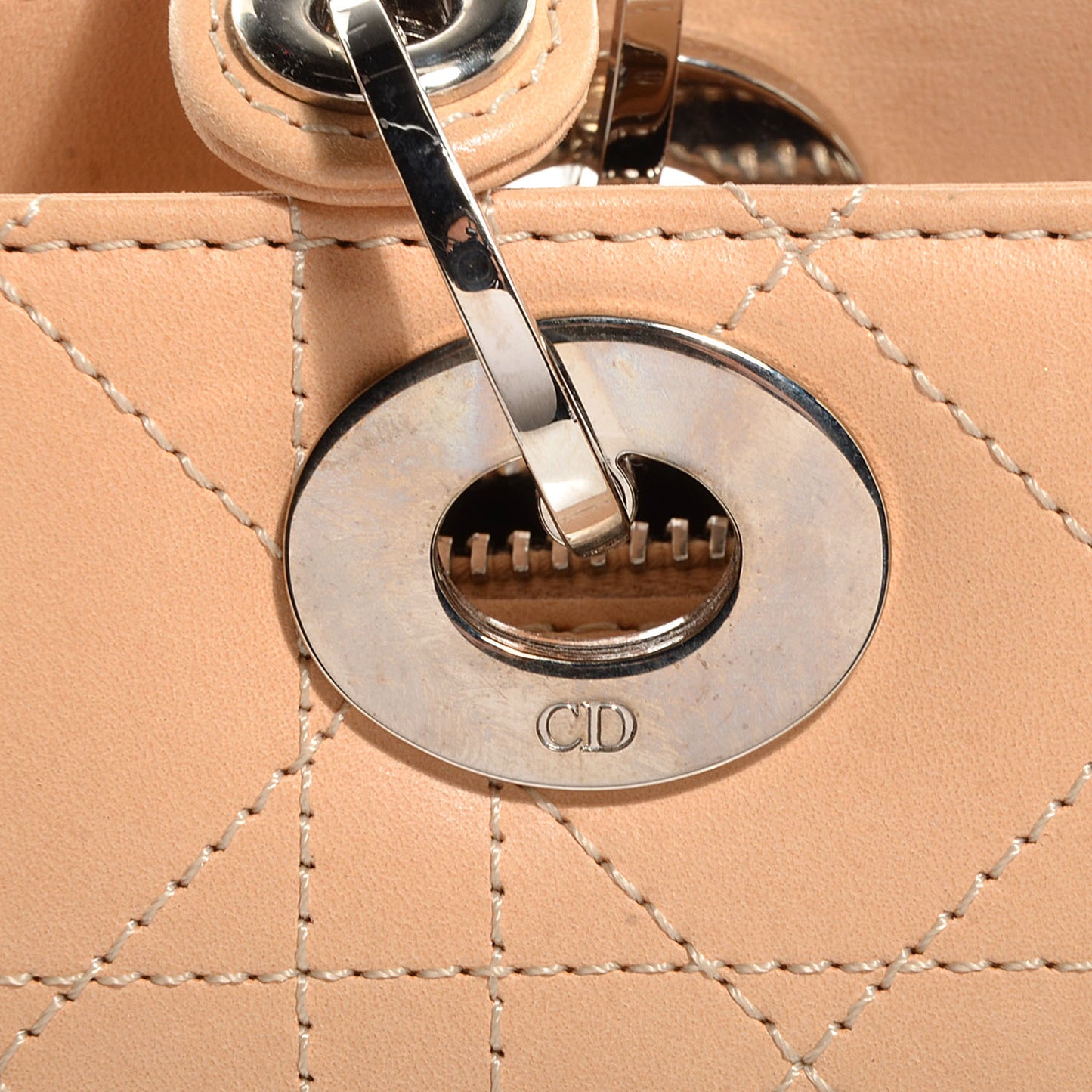 Calfskin Cannage Stitched Small Lady Dior East West Beige