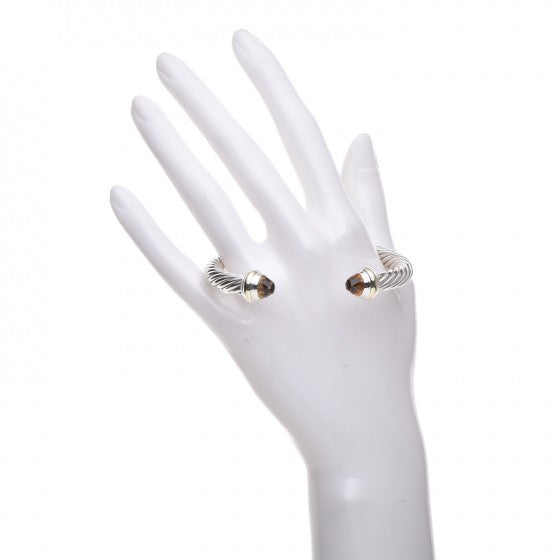 David Yurman Sterling Silver 14K Yellow Gold Citrine 7mm Cable Classics Bracelet 2 of 5