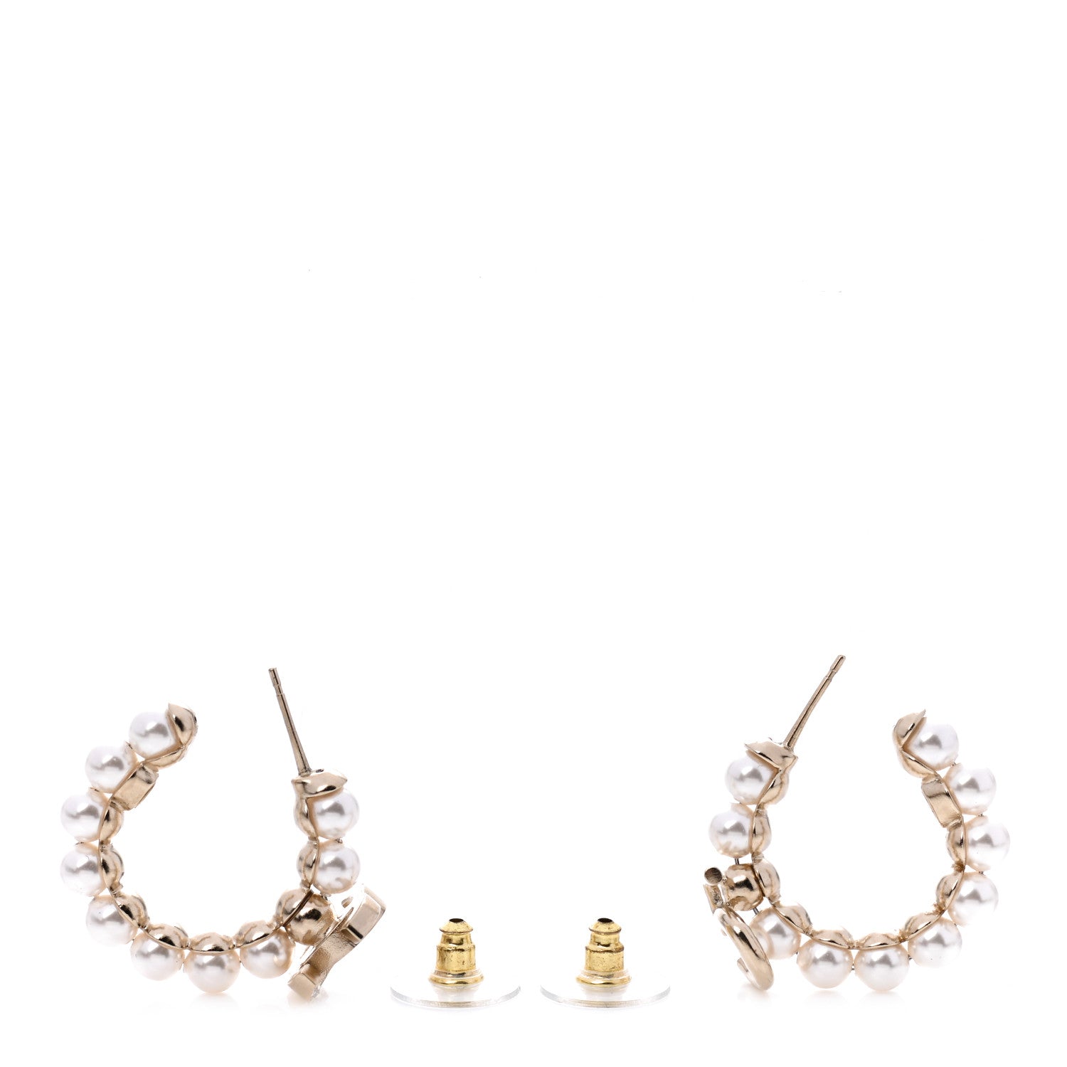 Chanel Crystal Pearl CC No 5 Hoop Earrings Gold 3 of 5