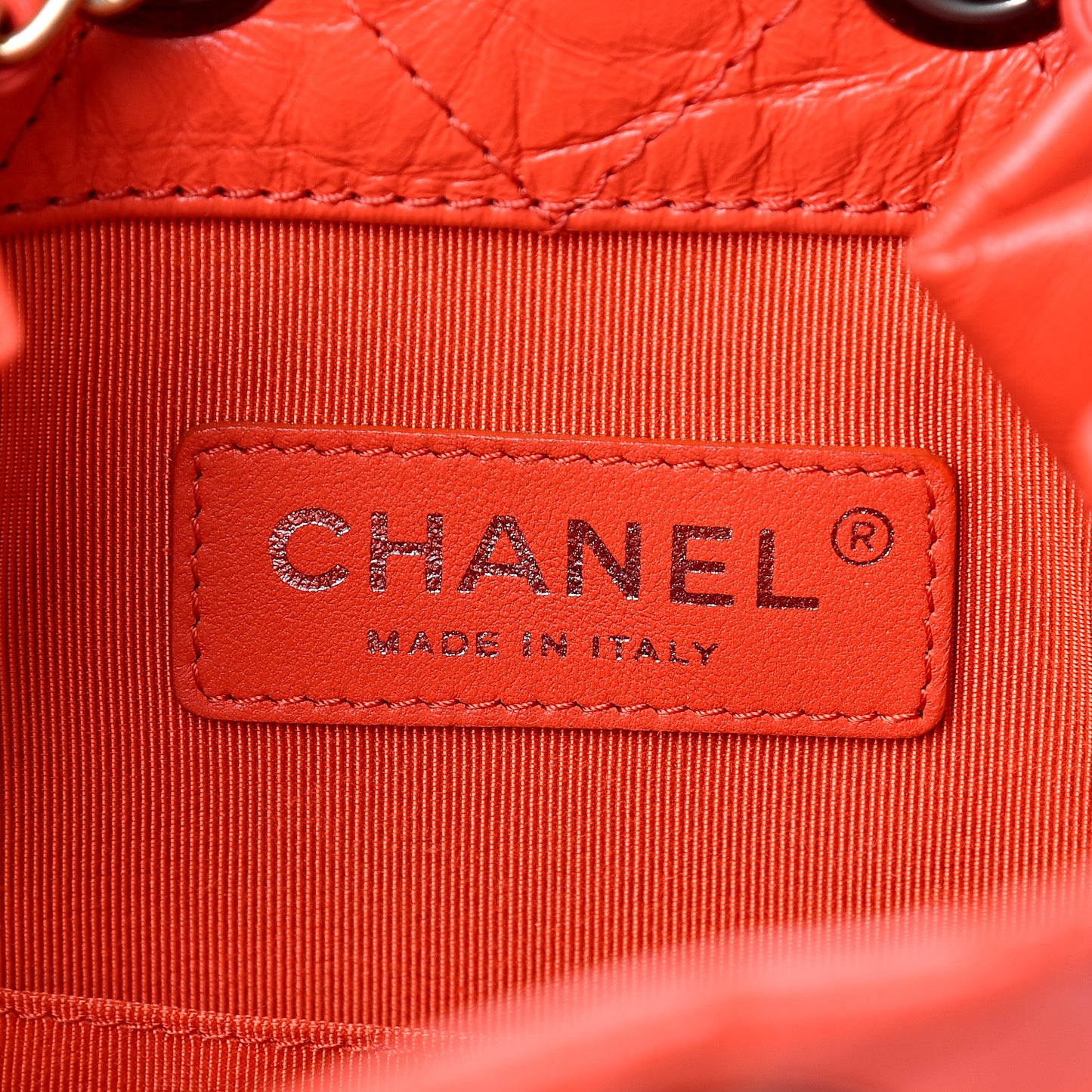 Aged Calfskin Quilted Small Gabrielle Backpack Orange